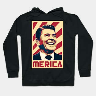 Merica Ronald Reagan Retro Propaganda Hoodie